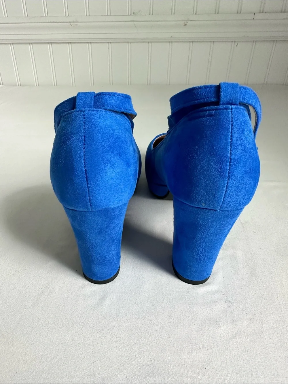 Women’s Royal Blue Suede Ankle-Strap Pumps